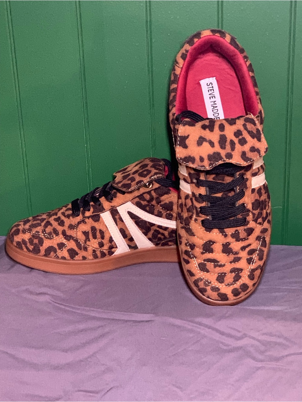 Steve Madden Leopard-Print Sneakers - Tan, Black & Pink Lining